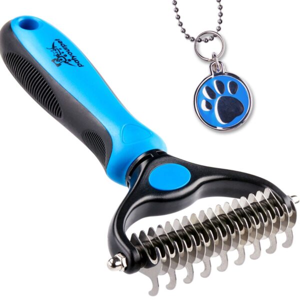 Pat Your Pet Deshedding Brush - Double-Sided Undercoat Rake for Dogs & Cats - Shedding and Dematting Tool for Grooming